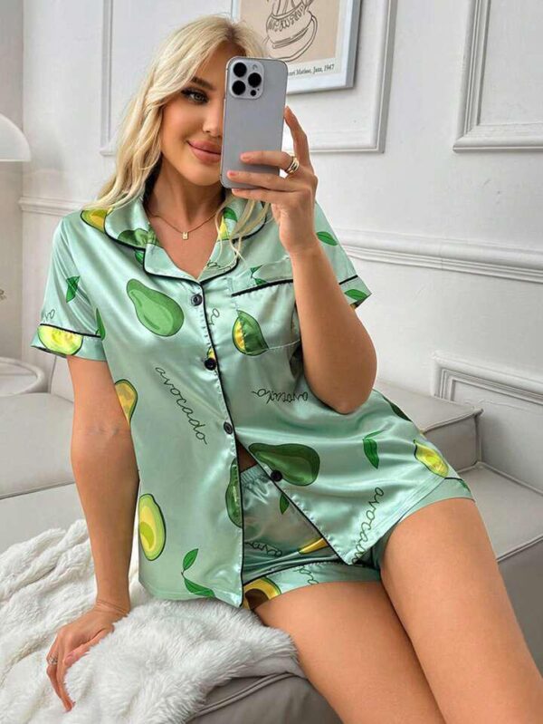 Trendy Green Satin Nightwear Set - Image 5