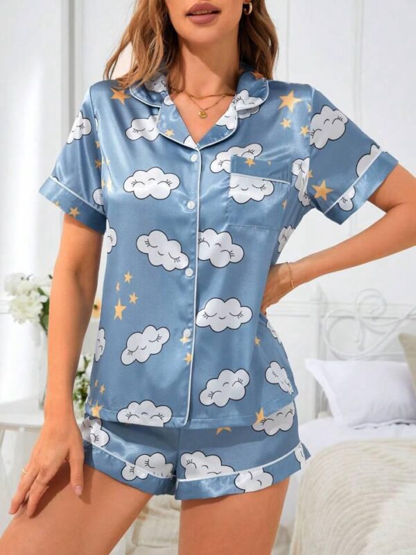 Dreamy Cloud Satin Night Suit